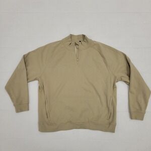 Fabletics To Go 1/4 Zip Pullover Sweatshirt Men's XXL 2X Athletic Athleisure Tan